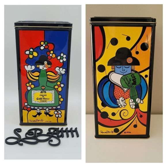 Vintage Tin 1990 Grand Marnier Container Art Artist Romero Britto #1026 - Picture 16 of 16